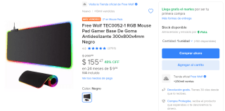 Mouse Pad Gamer Free Wolf TEC0052-1 RGB $156 | Mercado Libre