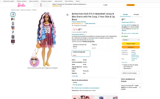 Barbie Extra Doll 13 in Basketball Jersey & Bike Shorts with Pet Corgi por solo 9,90€
