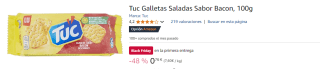 4 Paquetes de TUC Crackers salados con sabor a bacon paquete 100 g por 2.88€