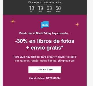 30 % y los gastos de envío en libros de fotos