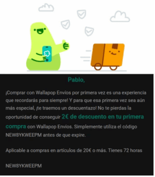 Código 2€ Descuentos en tu primera compra mínima de 20€ en Wallapop