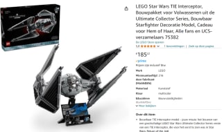LEGO Star Wars TIE Interceptor voor €185,22 bij Amazon