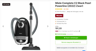 MIELE Complete C2 Black Pearl Powerline stofzuiger voor €191,20 bij Expert