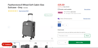 Featherstone 8 Wheel Cabin-Size Suitcase – Soft £25
