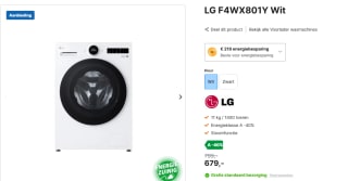 LG F4WX801Y TurboWash - Wasmachine Voorlader - 11 kg - 1400 rpm voor €679 bij Expert