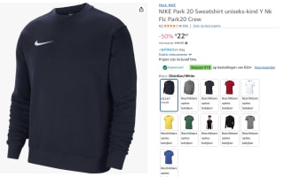 Nike Fleece Park 20 Sweater Junior voor €22,61 bij Amazon