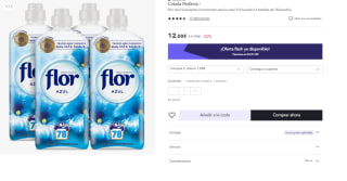 4 Botes de FLOR Suavizante concentrado Azul botella 78 dosis por 9€