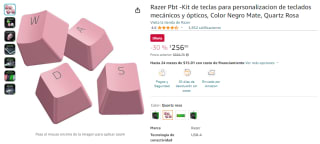 Kit de Teclas Razer PBT Rosa por $256 en Amazon