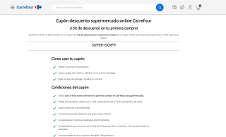 15€ de descuento en tu primera compra online Carrefour