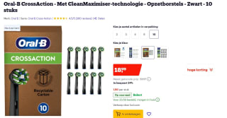 Oral-B CrossAction - Met CleanMaximiser-technologie - Opzetborstels - Zwart - 10 stuks voor €18,99 bij Bol.com
