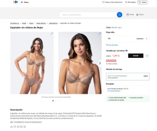 Sujetador sin relleno con aros Marrón por solo 1,99€ en Carrefour