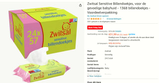 Zwitsal lotion billendoekjes 24 x 57 stuks (1368 doekjes) voor €31,99 bij Amazon
