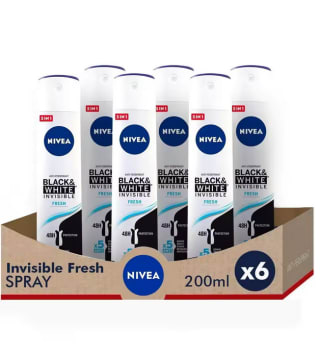 Pack Desodorante en spray Black & White Invisible Fresh 200ml 6 unidades por solo 10,93€