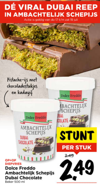 Dolce Freddo Ambachtelijk Schepijs Dubai Chocolate voor €2,49 bij Vomar
