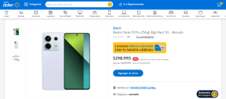 Redmi Note 13 Pro 256Gb 8Gb Ram 5G - Morado por $298.990