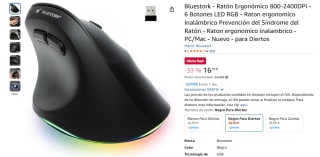 Bluestork Ratón Ergonómico 800-2400DPI - 6 Botones LED RGB por 16,70€