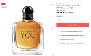 Emporio Armani Stronger with You Eau de Toilette 150 ml voor €67,75 bij Wehkamp