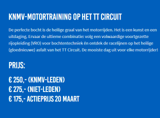 Motortraining van de KNMV op het TT Circuit voor €175