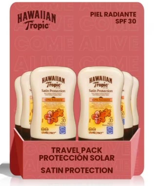 Pack 6 botes Hawaiian Tropic Loción Satin Protection SPF 30 100ml por 8,65€ (cuenta nueva por 6,10€)