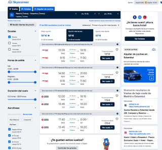 Vuelos ida y vuelta Madrid - Estambul desde 137€ con Skyscanner