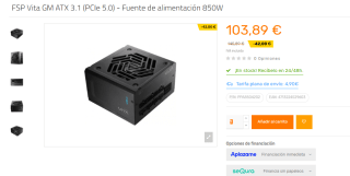 Fuente alimentación FSP Vita GM ATX 3.1 (PCIe 5.0) 850W por 103,89€