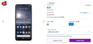 Nokia G21 128GB por $1,049 en Telcel