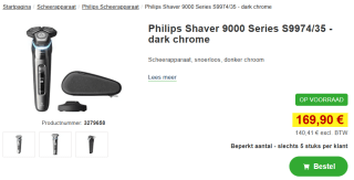 Philips Shaver 9000 Series S9974/35 voor €169,90 bij Proshop