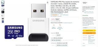 MicroSD Samsung PRO Plus 256GB + Lector por $392 en Amazon