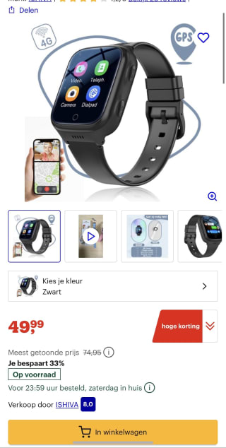 Smartwatch Kinderen - GPS Tracker - Met HD-camera