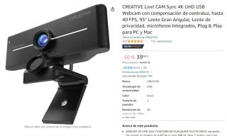 Creative Live! CAM Sync 4K UHD USB Webcam por 39,99€