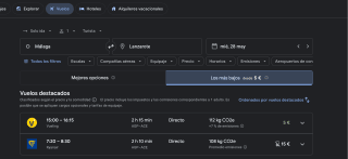 Vuelo de ida Málaga - Lanzarote desde 5€