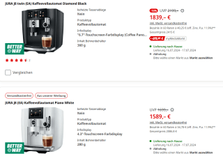 Diverse Jura koffiemachines tot 17% korting bij de MediaMarkt in Duitsland