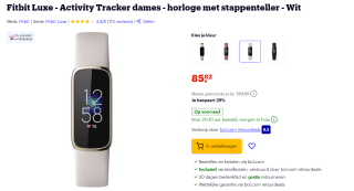 Fitbit Luxe Goud Witte Band voor €85,82 bij Bol.com