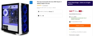 Ordenador Nitropc Avanzado Bronze AMD Ryzen 5 4650G/16GB/1TB SSD por 569€