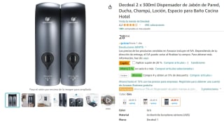 Decdeal 2 x 300ml Dispensador de Jabón de Pared, Ducha, Champú, Loción, Espacio para Baño por 23,19€