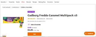 Cadbury Freddo Caramel Multipack x5 available for £1
