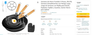 Sartenes de Hierro Fundido 5 Piezas por $359 en Amazon