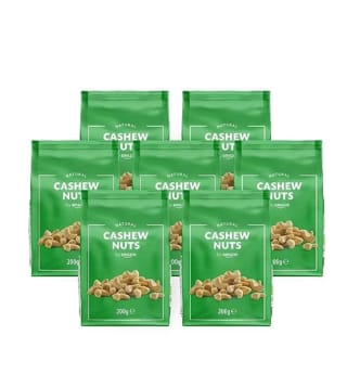 Anacardos al Natural Sin Sal Añadida 1400g 7 paquetes de 200g por 13,02€