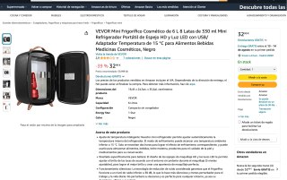 Frigorífico VEVOR Mini Cosmético de 6 L 8 Latas de 330 ml por 32,99€