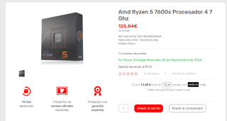 Amd Ryzen 5 7600x Procesador 4,7 Ghz por 125,84€