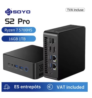 Mini SOYO PC S2 Pro R7 7735HS DDR5 16GB de RAM 1TB de ROM NVME SSD Windows por solo 299,53€