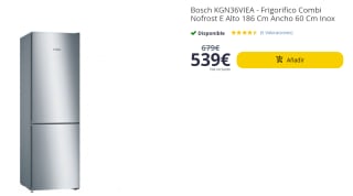 Frigorífico Combi BOSCH KGN36VIEA (No Frost - 186 cm - 326 L - Inox) por 539€
