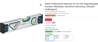 Bosch Professional waterpas 25 cm met magneetsysteem voor €19,99 bij Amazon