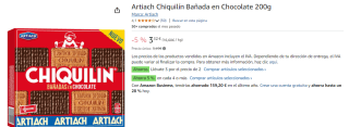 6 Paquetes de Artiach Chiquilín Bañada en Chocolate 200g por 11.86€