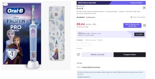 Cepillo De Dientes Eléctrico Oral-B Pro Kids, 1 Mango De Frozen, 1 Cabezal, 1 Estuche De Viaje por 15.46€