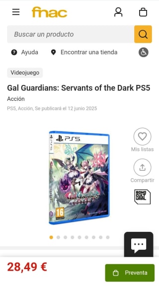 Gal Guardians Servant of the Dark PS5 por 28,49€(socios)