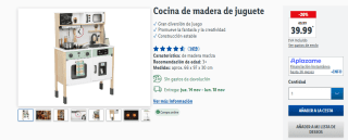 Cocina de madera de juguete por 35,59€
