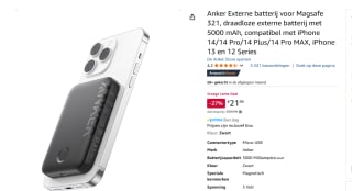Anker 321 externe batterij Magsafe 5.000mAh voor €21,99 bij Amazon