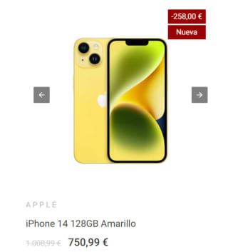 iPhone 14 5G 128GB por 750,99€