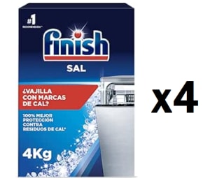 4 Paquetes de Sal para lavavajillas Finish 4 kg. por 15.54€